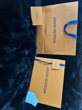 Louis Vuitton (Medium) Orange Box and Bag with Blue Ribbon Accents